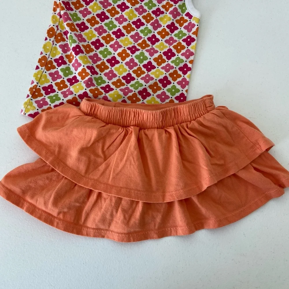 Crazy 8 baby‎ girl’s colorful pattern bow tank skirt matching set 12-18 months